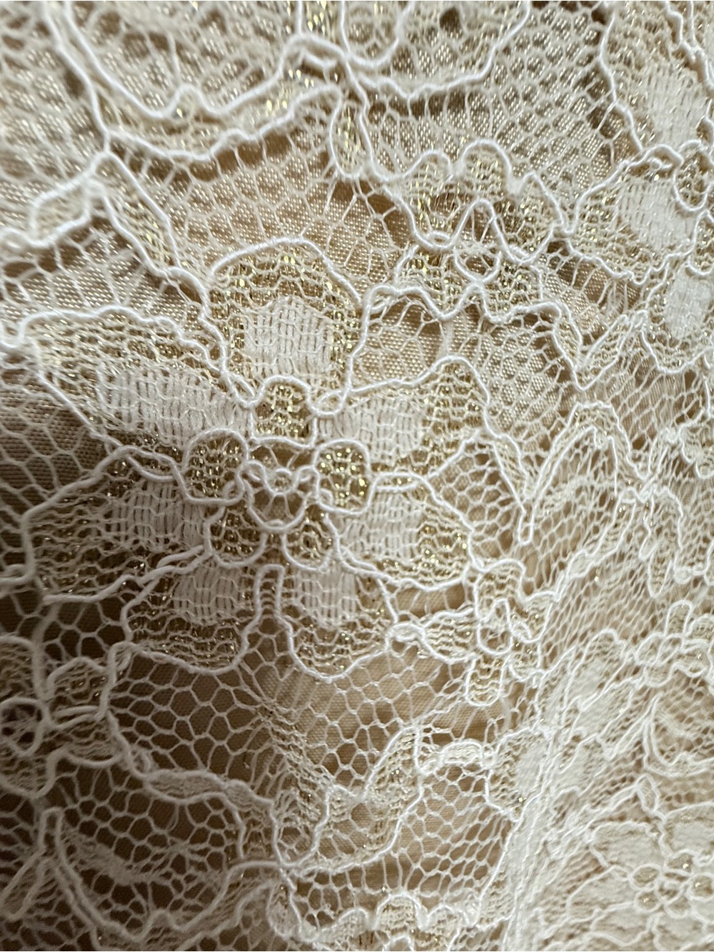 Bloomingdale's Tan Lace Circle Skirt with gold sparkling ✨ - Picture 3 of 8